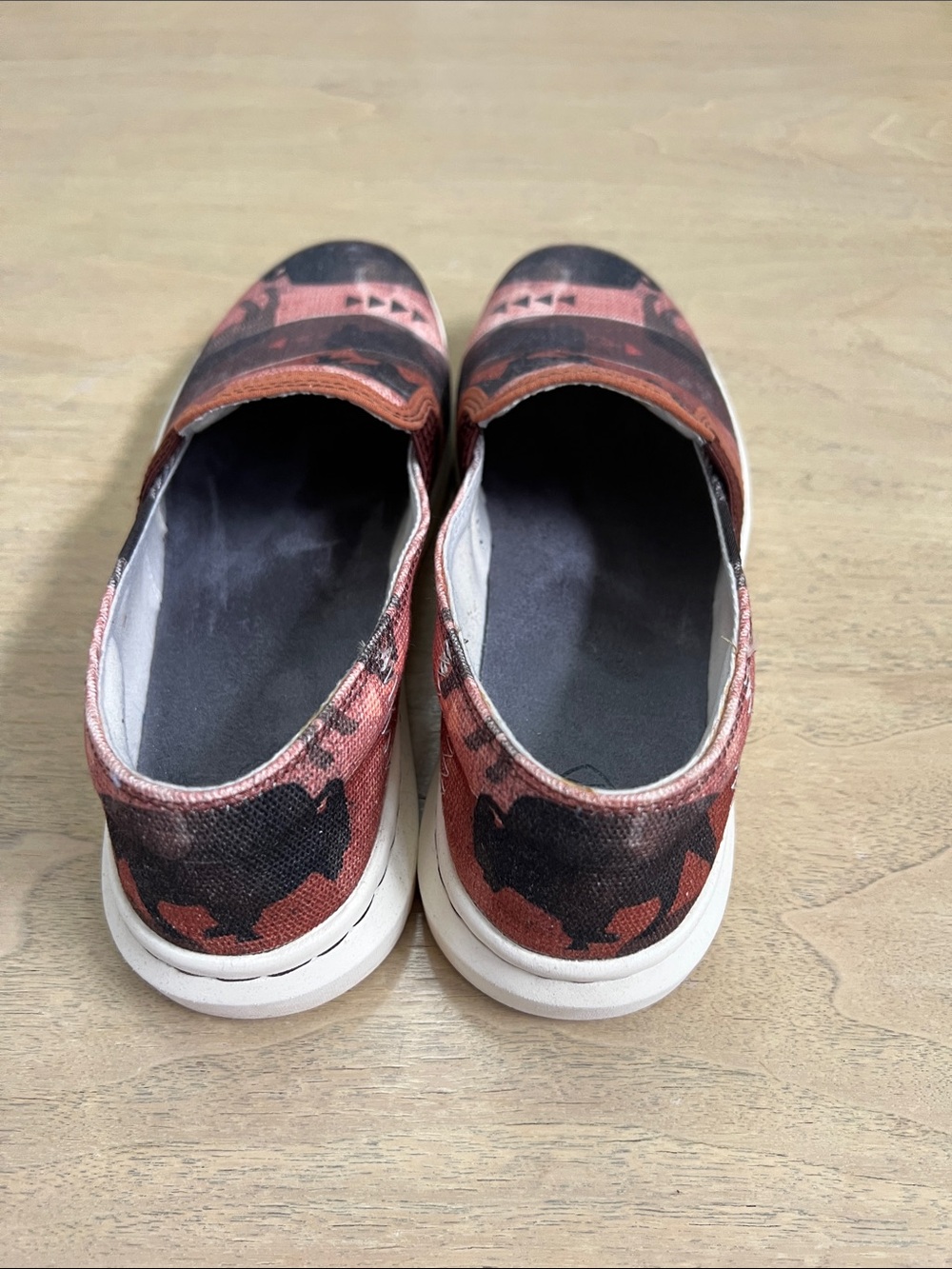 Ariat Rust and Black Buffalo Print Slip-On Moccasins - Picture 5 of 8